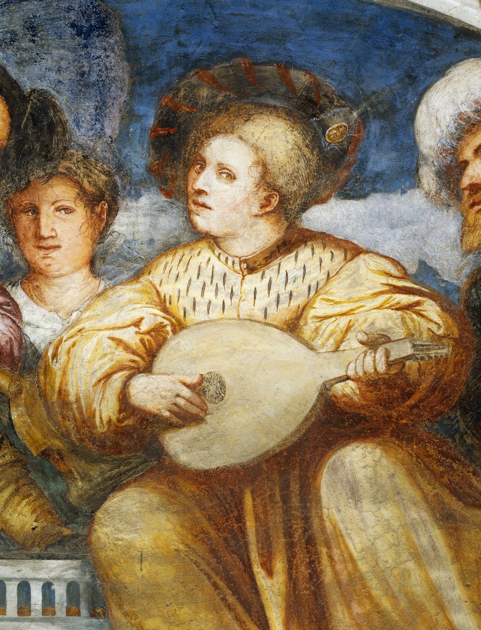 Koncert, mandolinista a kérők között alkotó: Girolamo Romanino