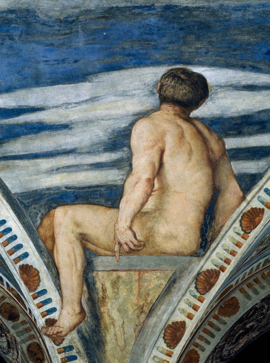 Férfi akt, Girolamo Romanino freskóinak részlete (kb. 1484-1559 után), Bernardo Clesio megrendelője alkotó: Girolamo Romanino