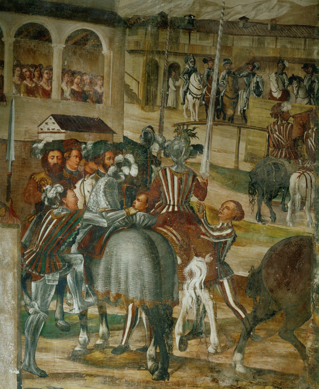 Előkészületek egy versenyre (freskó) alkotó: Girolamo Romanino