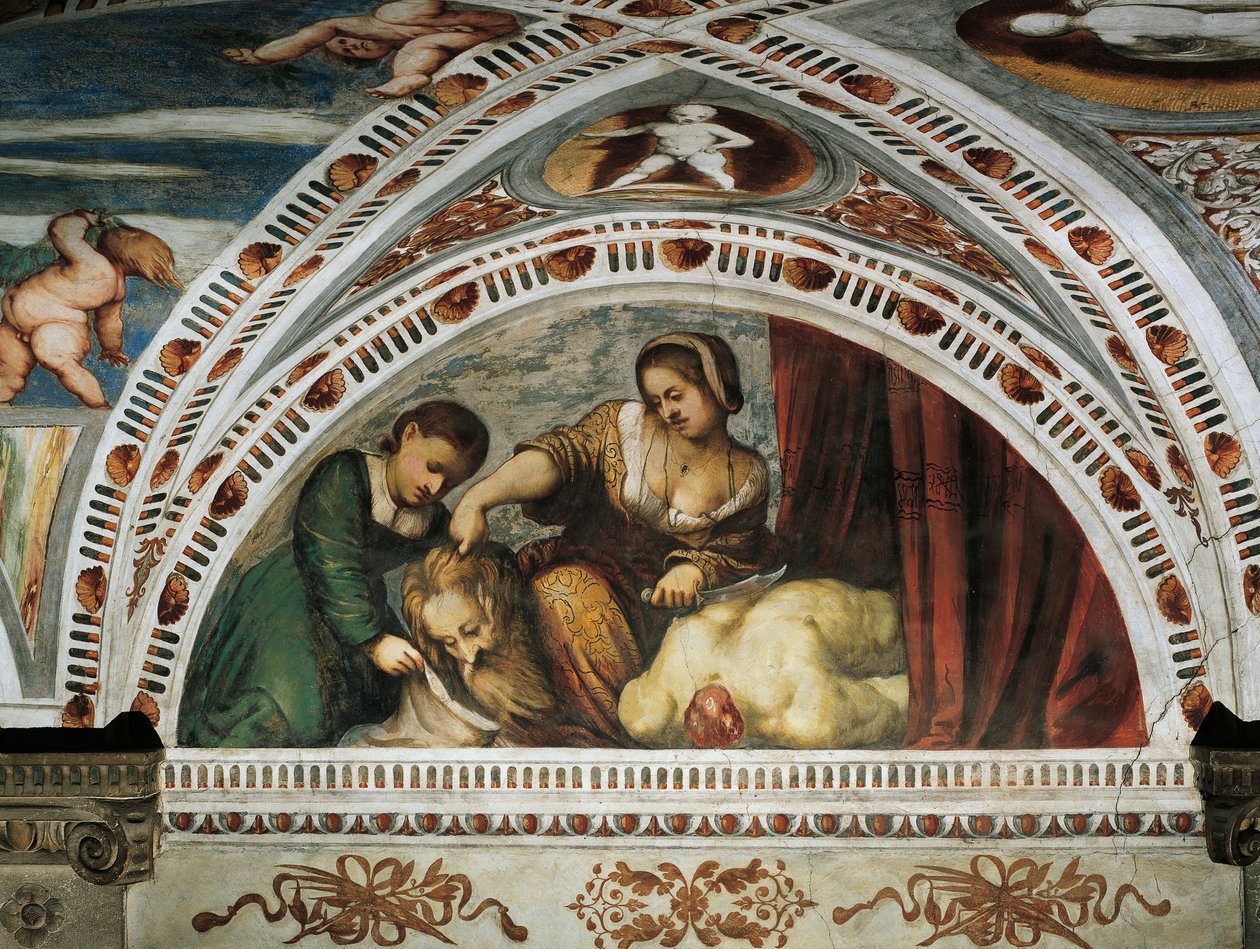 Judit és Holofernész története, Girolamo Romanino freskóinak részlete (kb. 1484-1559 után), Bernardo Clesio megrendelője alkotó: Girolamo Romanino