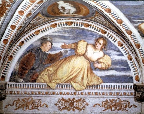 Tarquin és Lucretia, lünetta alkotó: Girolamo Romanino