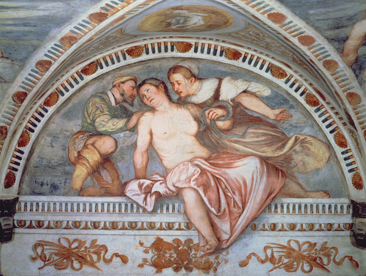 Kleopátra halála, lunetta, 1531-32 alkotó: Girolamo Romanino