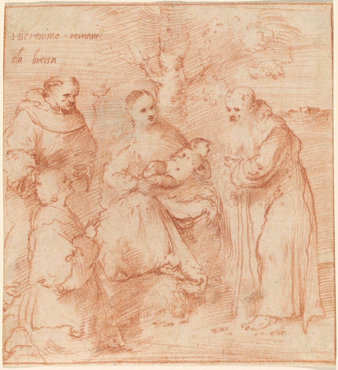A Madonna és a gyermek Szent Ferenccel és Anthony Abbottal és egy adományozóval alkotó: Girolamo Romanino