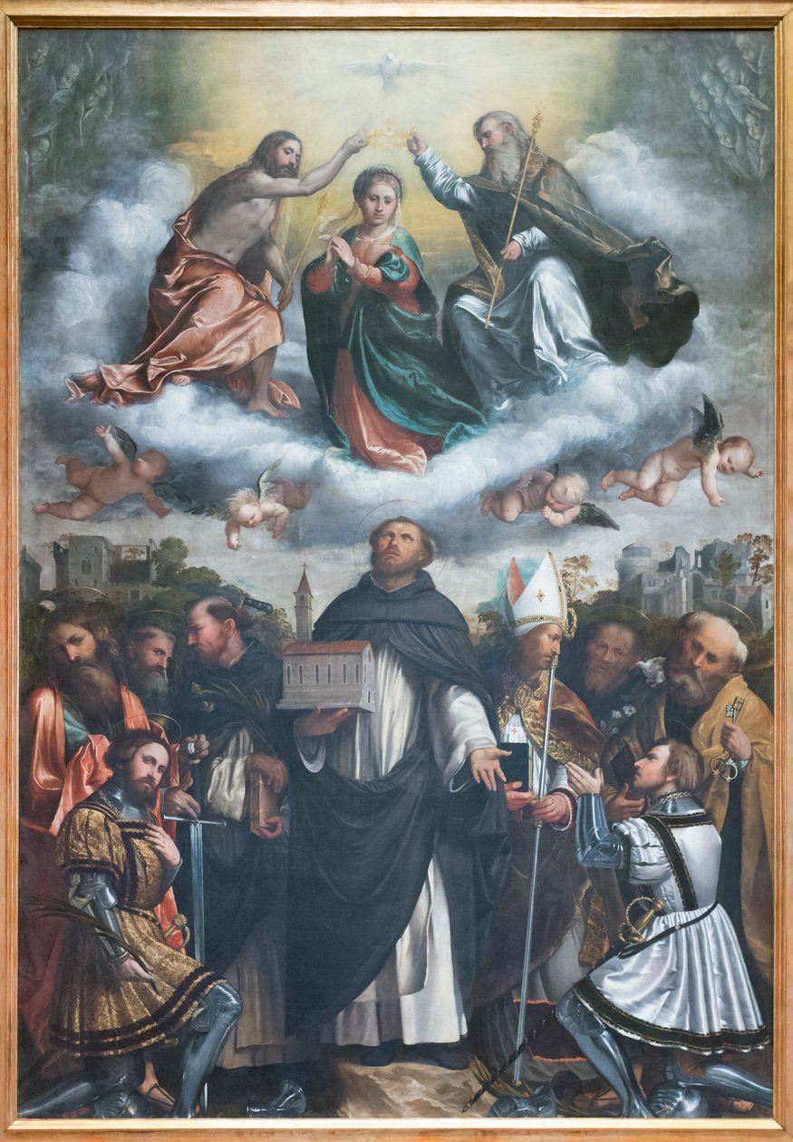 A Szűzanya és Szent Domonkos megkoronázása alkotó: Girolamo Romanino