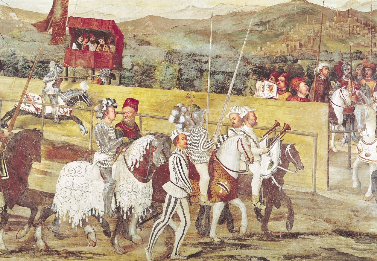 Torna I. Dán Keresztény tiszteletére a Castello di Malpaga-ban 1474-ben, részlet a jobb oldalról alkotó: Girolamo Romanino