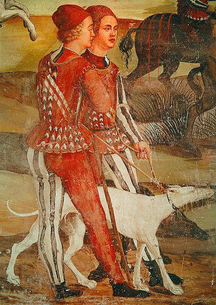 Két oldal és a kutyájuk, egy vadászjelenet részlete, 1520-30 körül alkotó: Girolamo Romanino