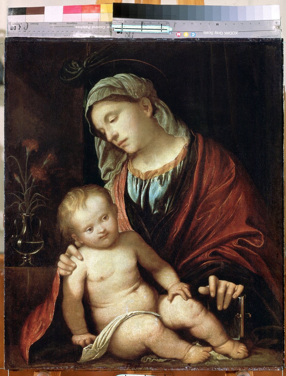 Gerolamo Romanino (1485/6-1566) "Madonna és gyermek" festménye, 1520 körüli Ermitázs Múzeum, Szentpétervár alkotó: Girolamo Romanino