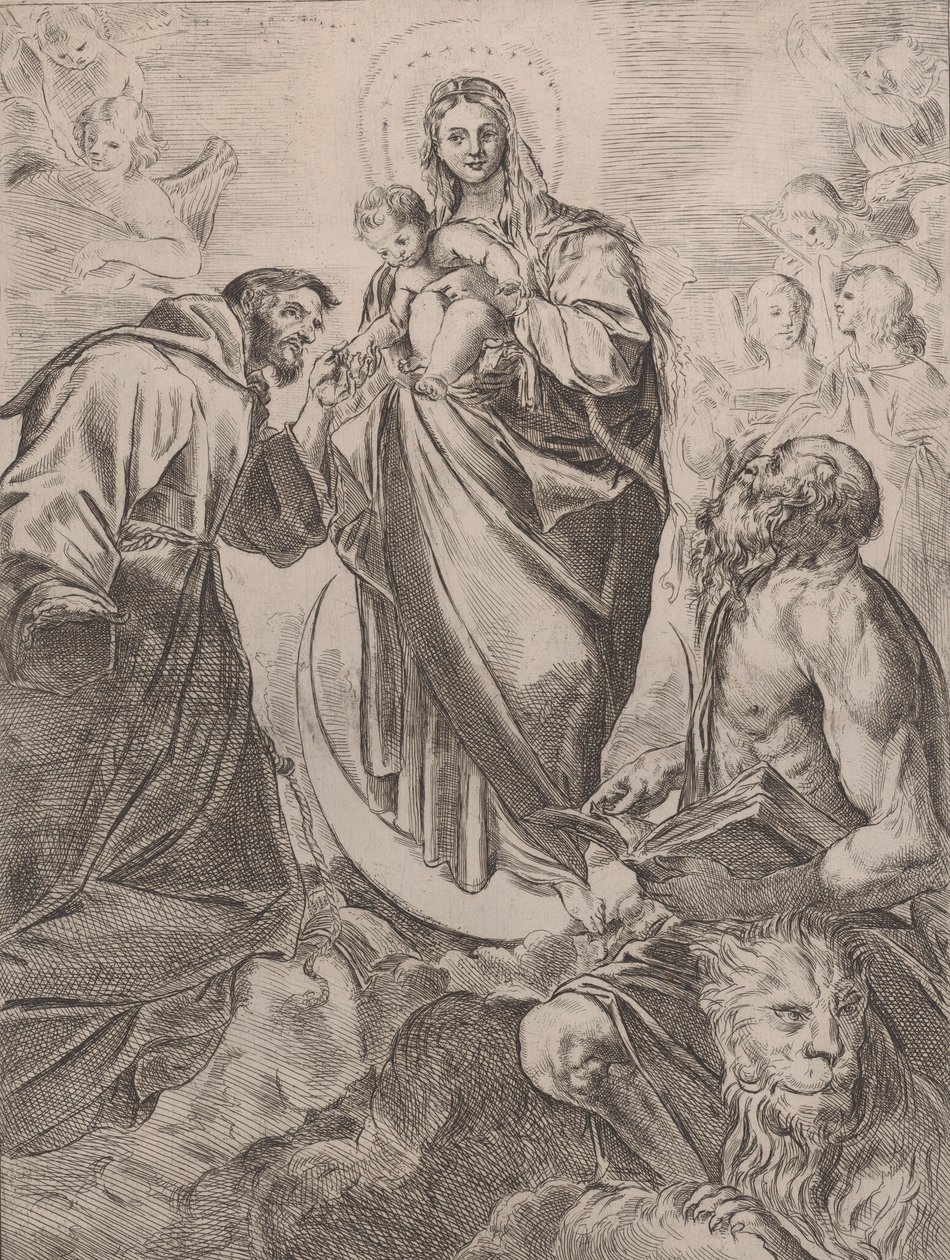A Szűzanya Szent Jeromossal és Ferenccel, 1660-80. alkotó: Girolamo Rossi