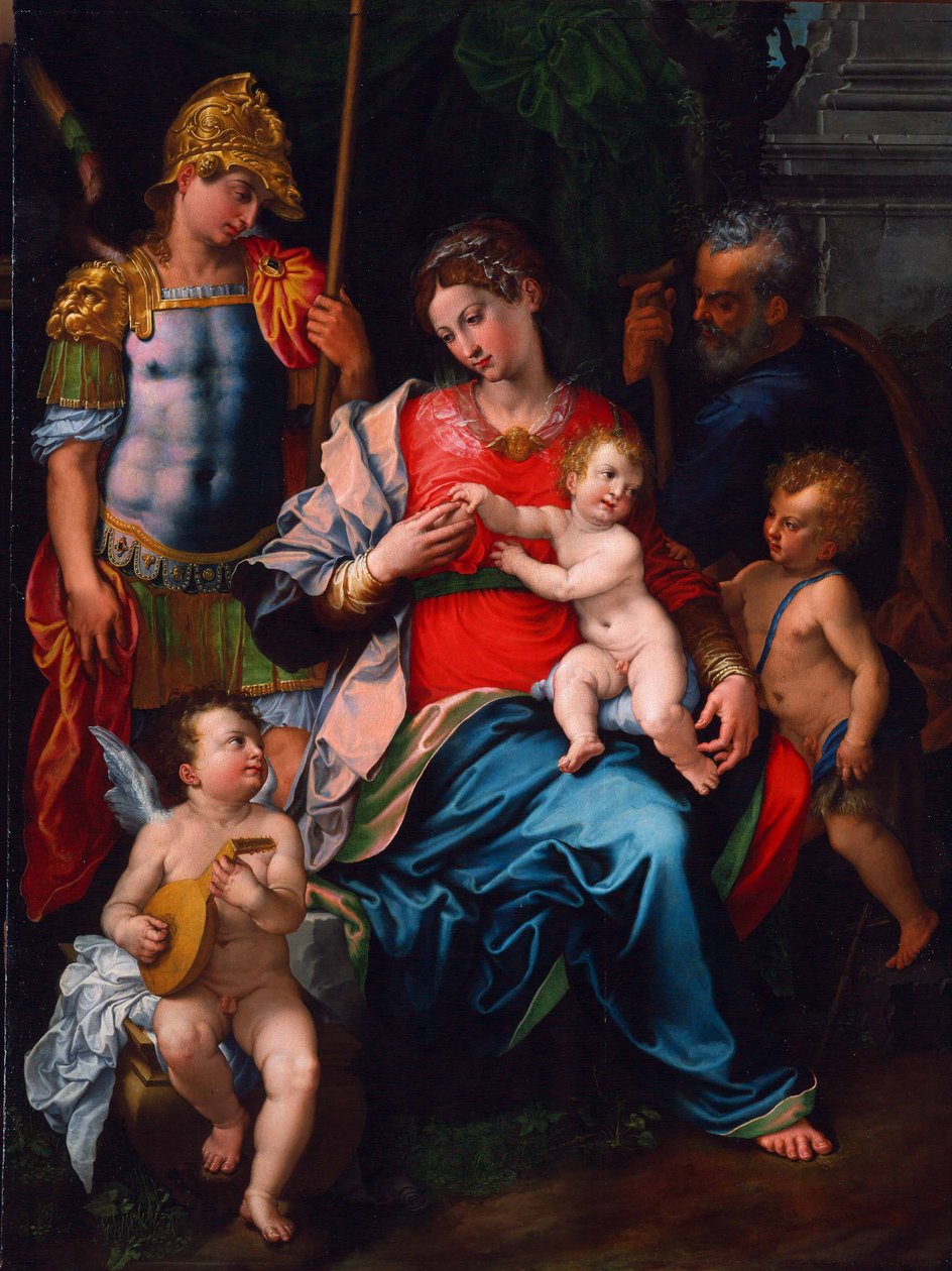 Szűz és gyermek Keresztelő János szentekkel, Mihály arkangyallal és Józseffel, 1545 alkotó: Girolamo Sciolante da Sermoneta