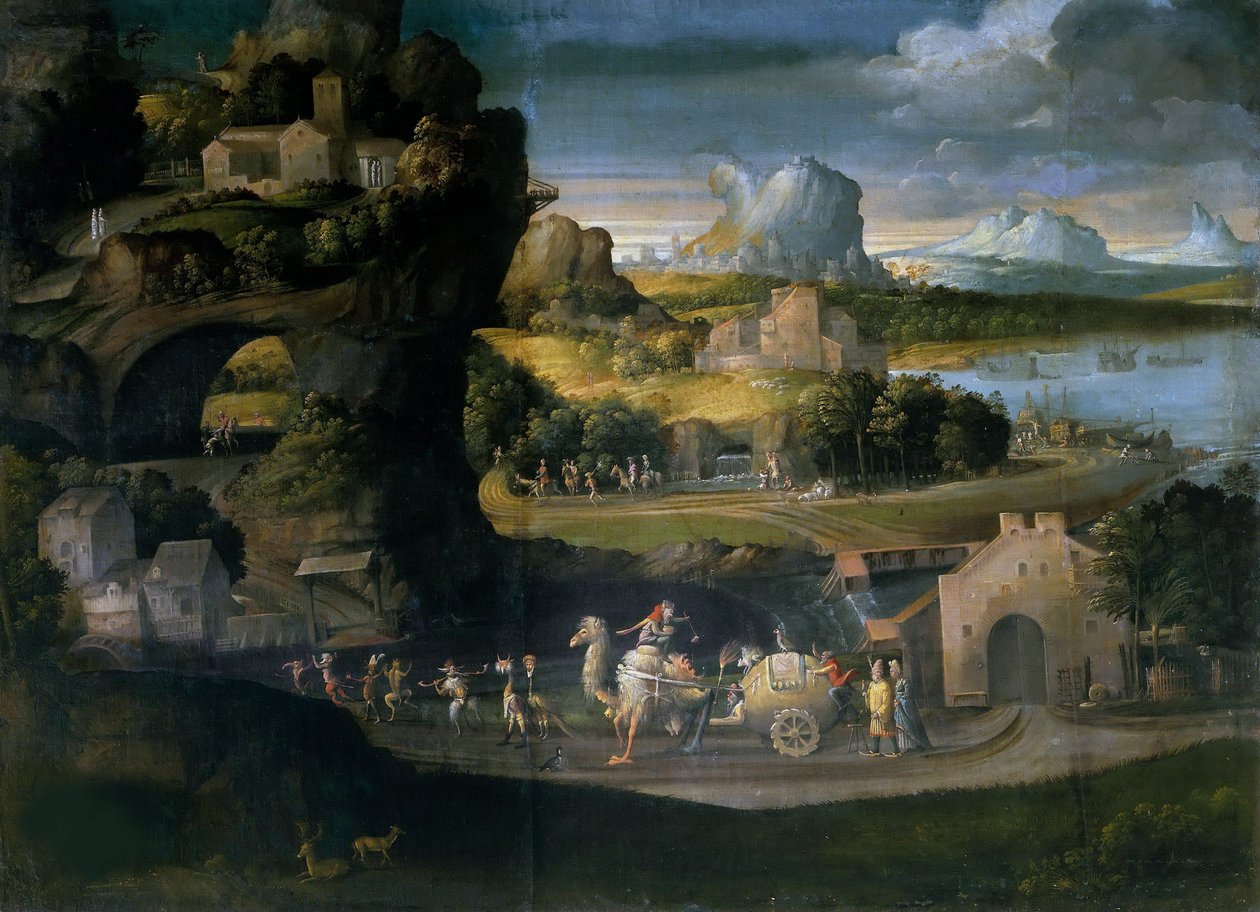 Táj varázslókkal, c. 1525. alkotó: Girolamo da Carpi