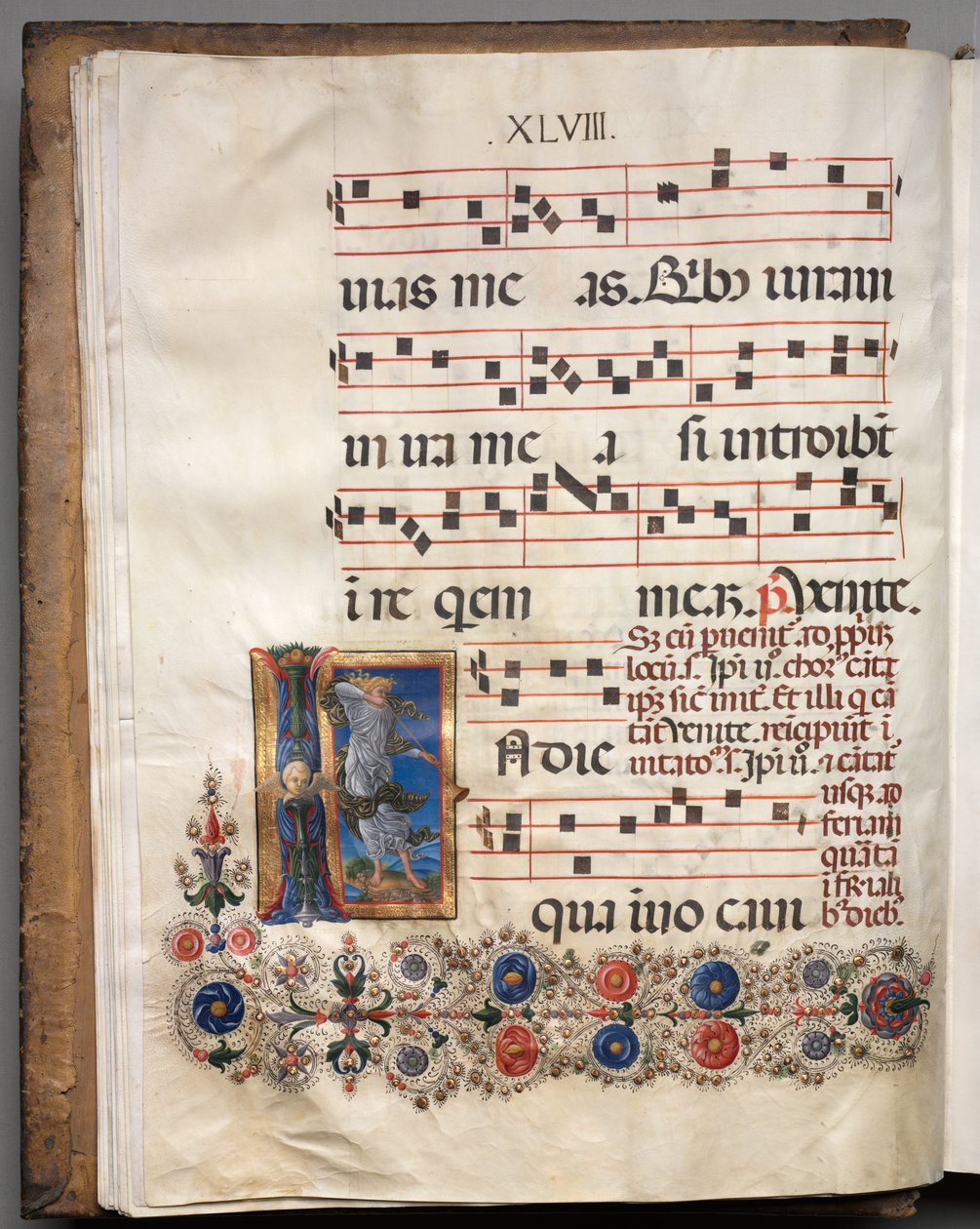 Antifónia: Kezdőbetű, angyal, c. 1470-1480. alkotó: Girolamo da Cremona
