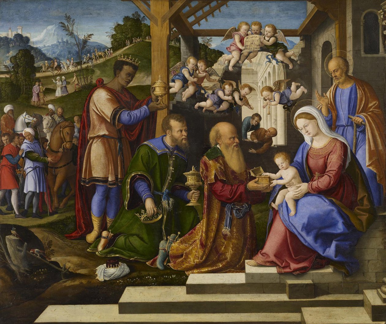 A Háromkirályok imádása, 1525-1530 körül alkotó: Girolamo da Santacroce