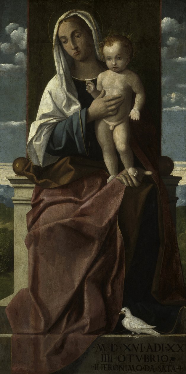 Szűz és Gyermek trónolt alkotó: Girolamo da Santacroce