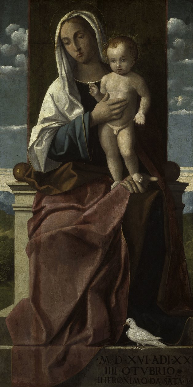 Szűz és Gyermek trónolt alkotó: Girolamo da Santacroce