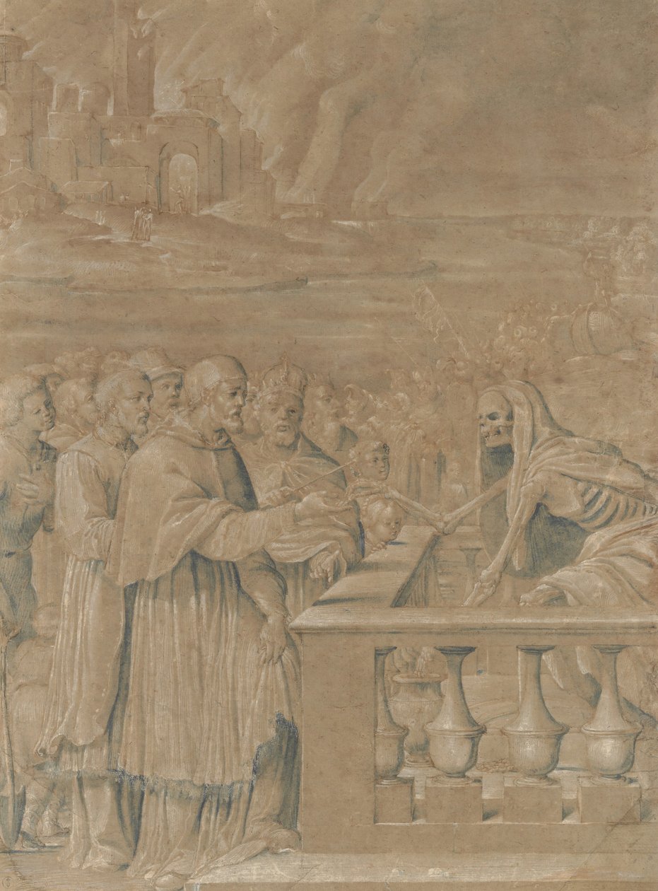 A halál diadalának allegóriája az egyház és az állam felett, kb. 1538-44. alkotó: Girolamo da Treviso