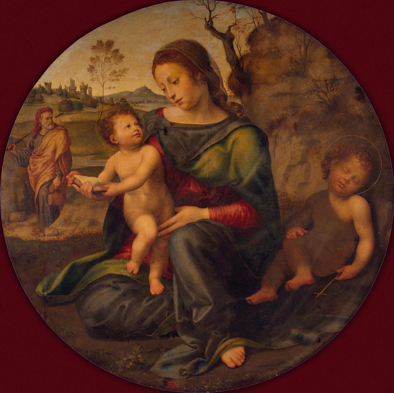 A Szent Család az ifjú Keresztelő Jánossal, c. 1520 alkotó: Giuliano Bugiardini
