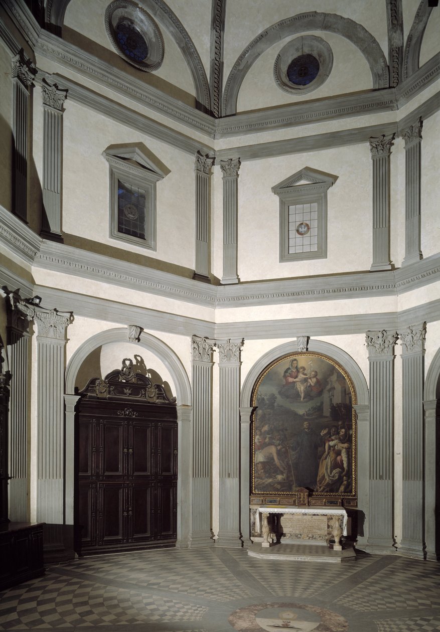 Kilátás a nyolcszögletű sekrestyére Giuliano da Sangallo (1445-1516) projektje alapján alkotó: Giuliano Giamberti da Sangallo