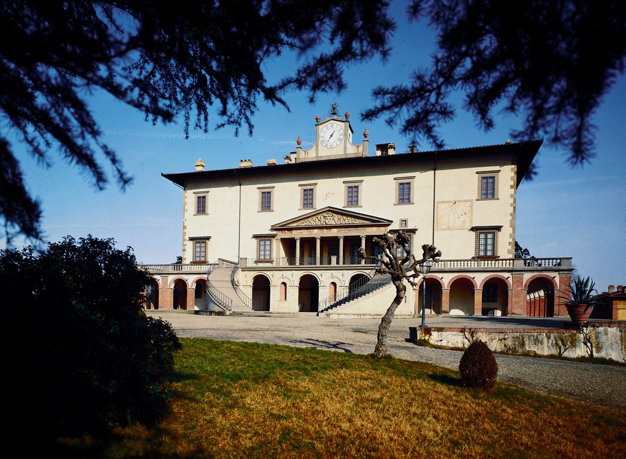 Villa Medicis (Villa Medicea); Kilátás a Villa Ambra a Poggio a Caiano-ra - Kilátás a Villa Ambra a Poggio a Caiano-ra alkotó: Giuliano Giamberti da Sangallo