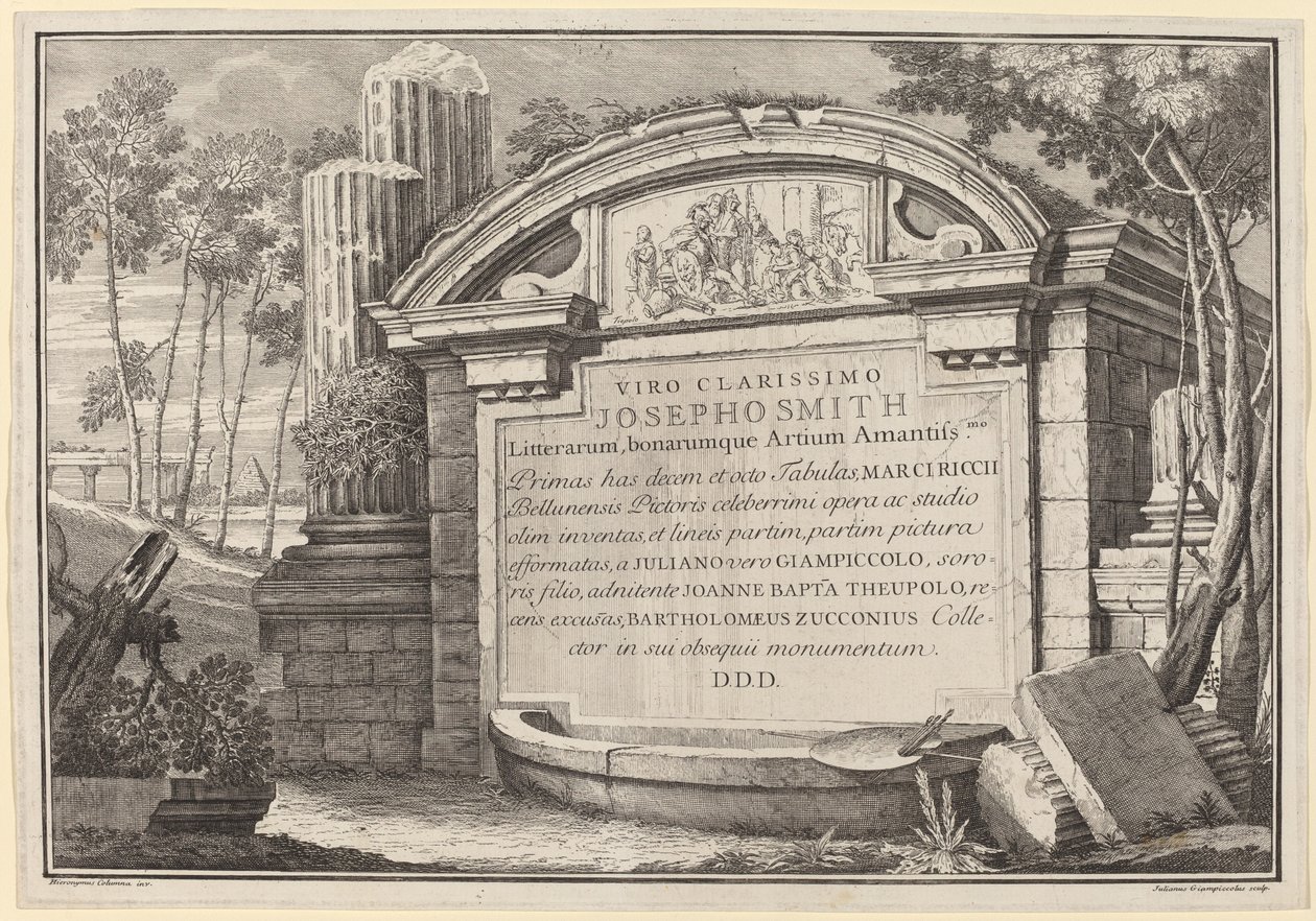 Klasszikus romok egy tájban: homlokzat alkotó: Giuliano Giampiccoli and Giovanni Battista Tiepolo