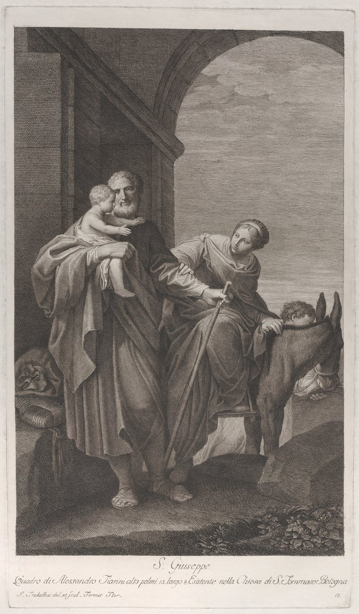 Szent József, aki a gyermek Krisztust viszi az Egyiptomba tartó járaton, 1760-1800. alkotó: Giuliano Traballesi