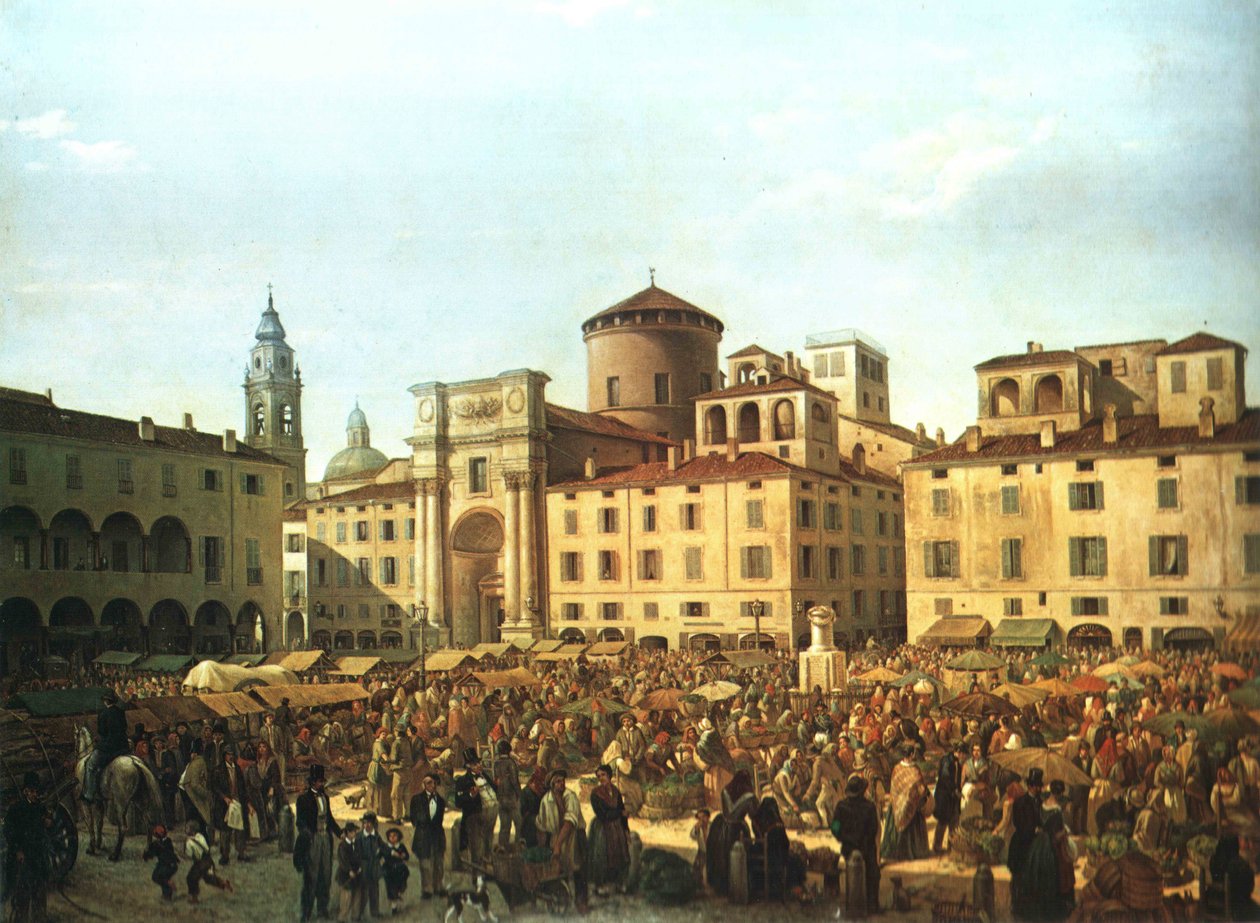 Párma tere 1848 -as piaci napon alkotó: Giulio Carmignani