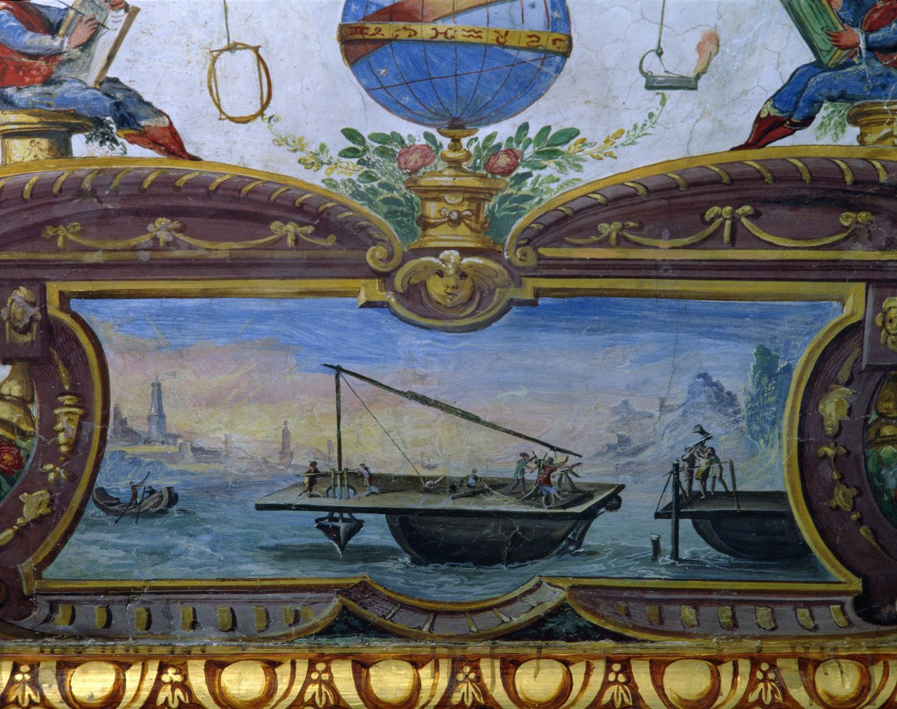 A tenger kotrására szolgáló eszköz, Stanza della Mattematica, 1587-1609 alkotó: Giulio Parigi