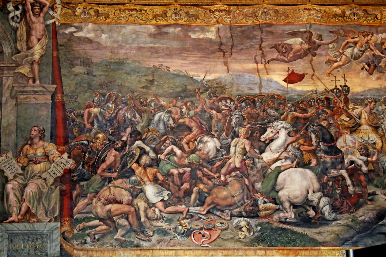 Milvian Bridge csata Konstantin szobájában, 1517-24 alkotó: Giulio Romano