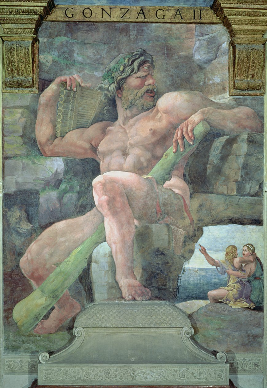 Az óriás Polyphemus Galateával és Acis pásztorral, a Sala di Amore e Psiche-ből, 1528 alkotó: Giulio Romano