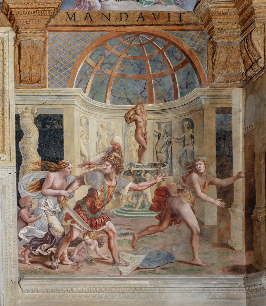 Psiche szobája, északi fal: „Mars, Vénusz és Adonisz” (freskó) alkotó: Giulio (workshop of) Romano