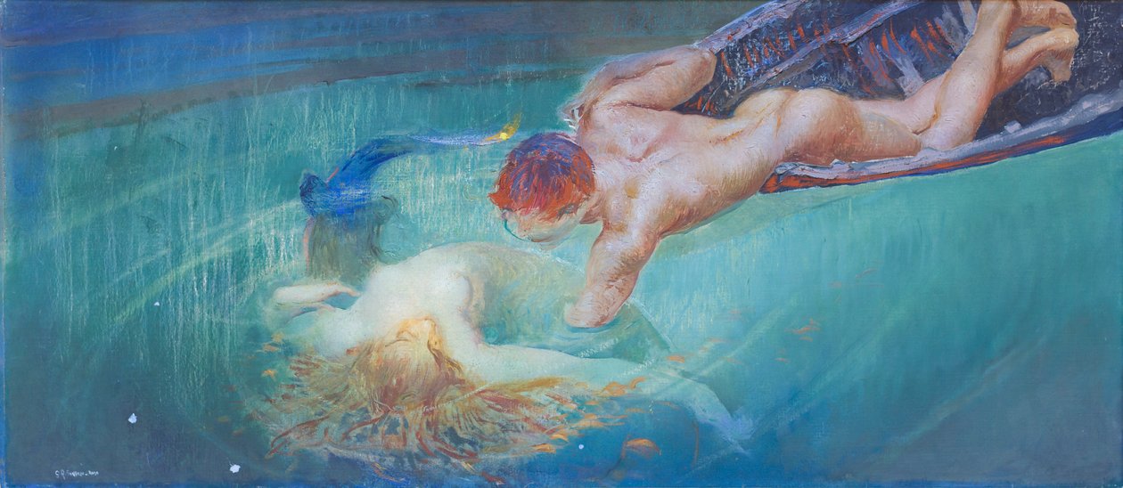 Hableány vagy zöld mélység, 1900 körül (olaj, vászon) alkotó: Giulio Aristide Sartorio