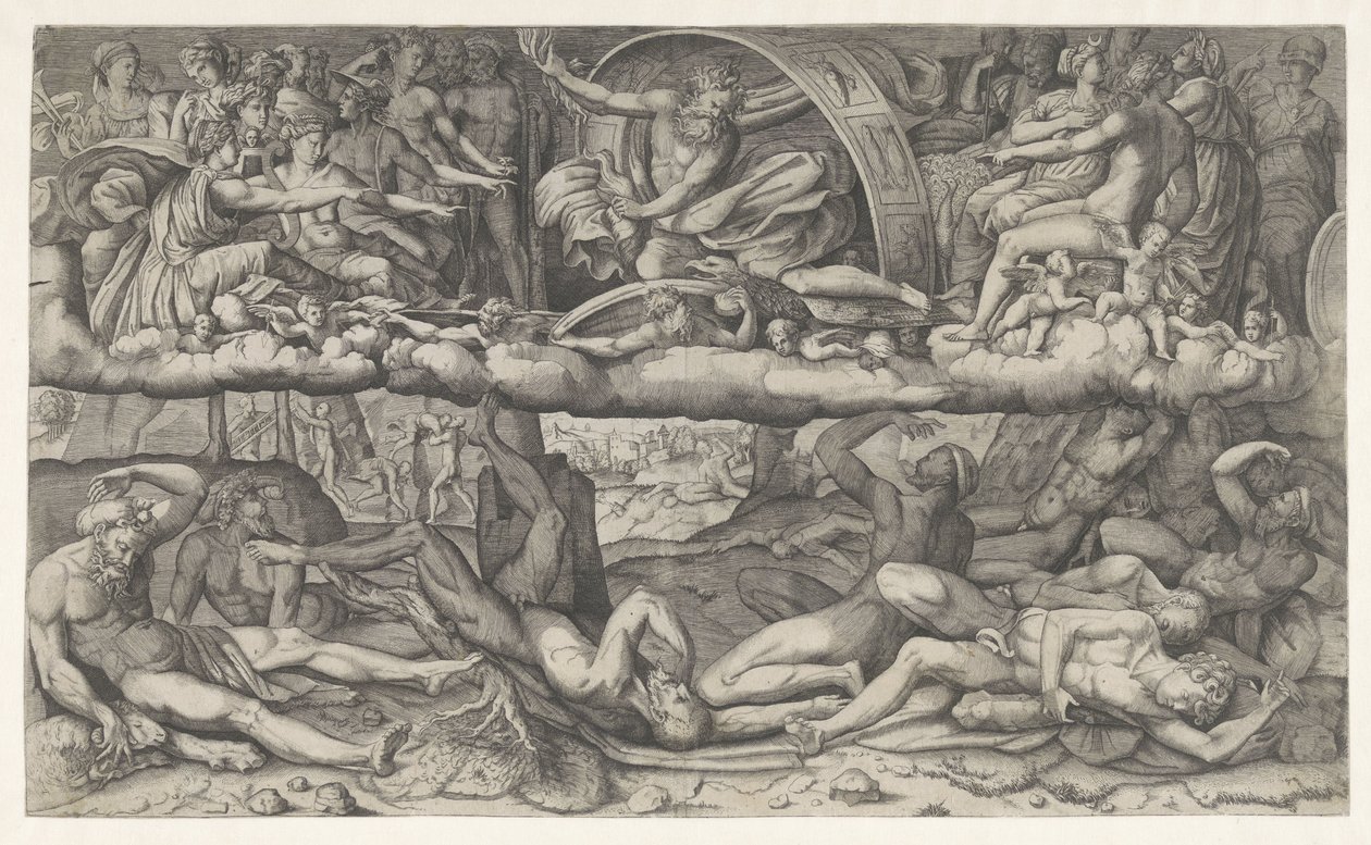 Istenek és óriások csatája La lotta fra dei e gigantic alkotó: Giulio Bonasone (attributed to)