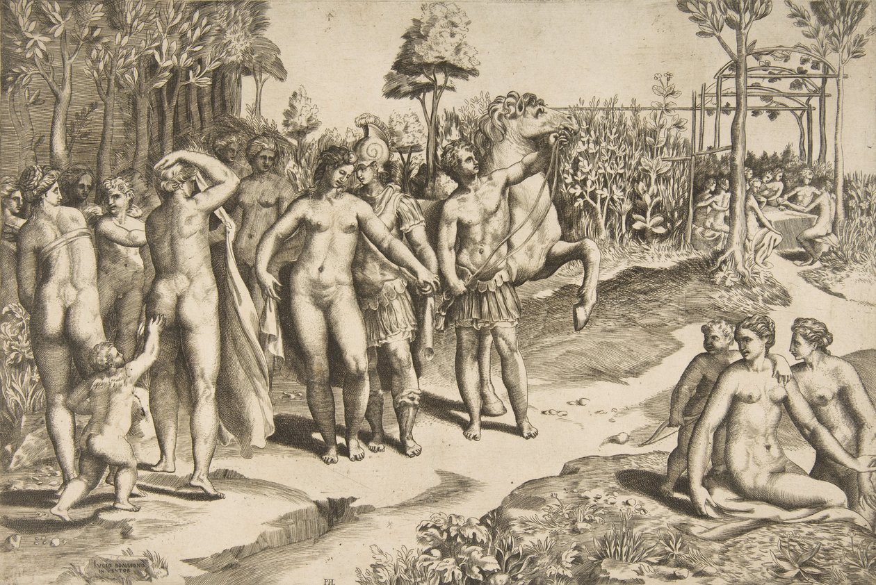 Sándor és Roxana, 1531-76. alkotó: Giulio Bonasone