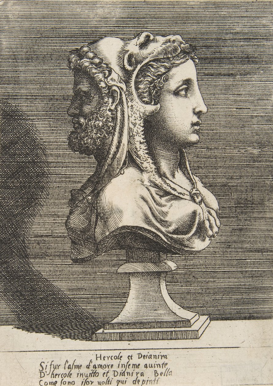 Herkules és Dejanira mellszobra, kb. 1531-76. alkotó: Giulio Bonasone