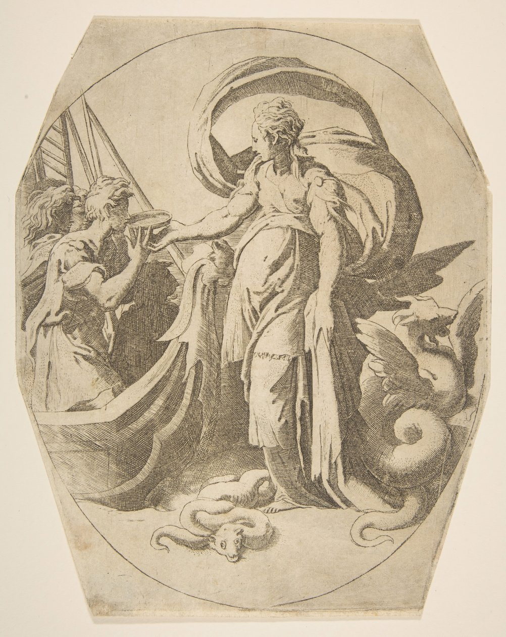 Circe és Ulysses társai, 16. század. alkotó: Giulio Bonasone