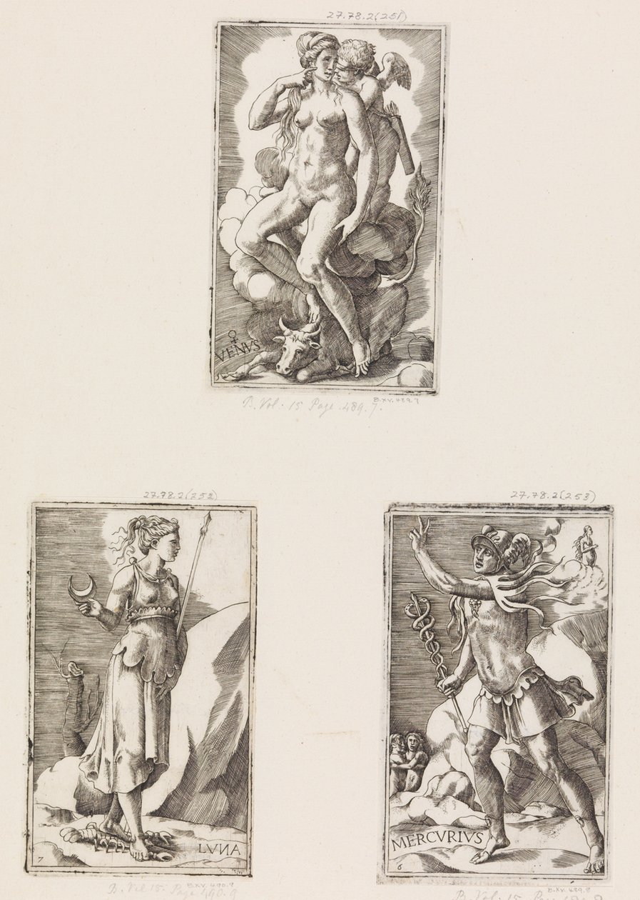 Mercurius, a Bolygókból, 6. tábla, 1530-70. alkotó: Giulio Bonasone