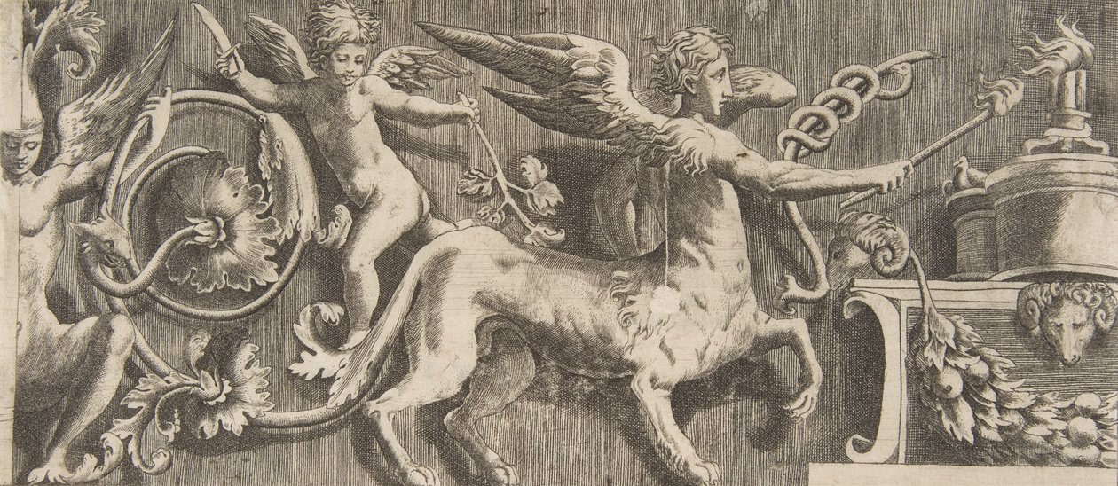 Díszfríz szárnyas kentaurral, 1531-76. alkotó: Giulio Bonasone