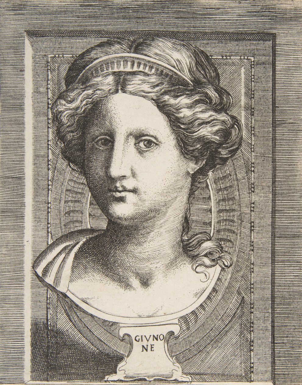 Juno faragott feje, kb. 1531-76. alkotó: Giulio Bonasone