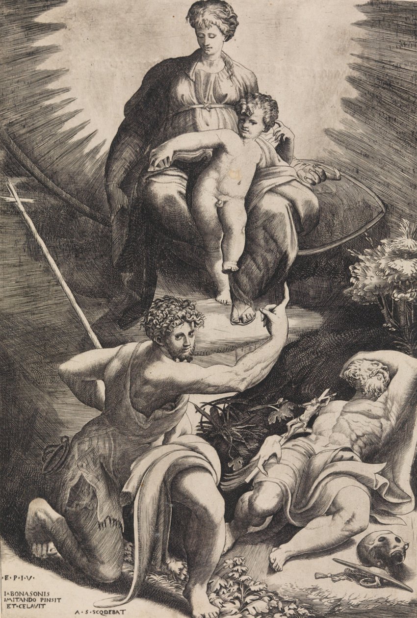 Szent Jeromos látomása. alkotó: Giulio Bonasone