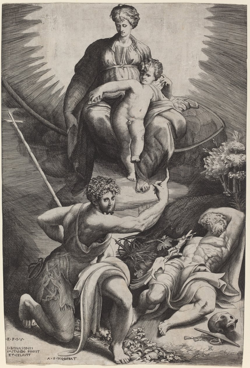 Szent Jeromos látomása alkotó: Giulio Bonasone