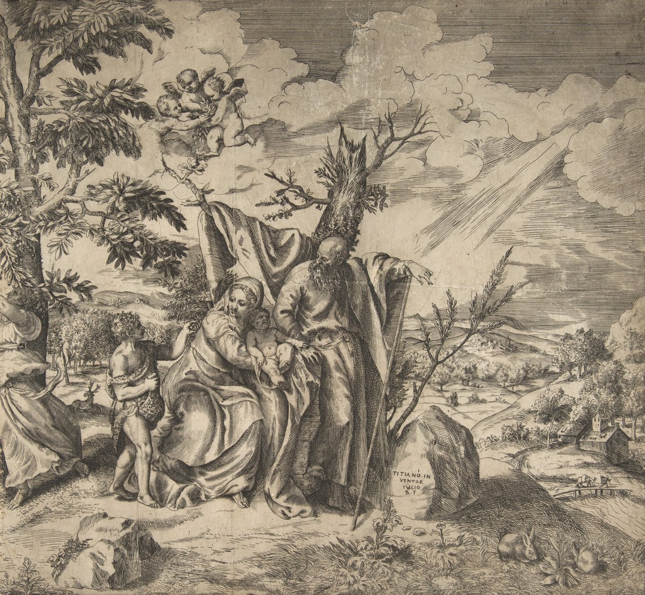 A Szent Család többi tagja Egyiptomba menekült, 1531-76. alkotó: Giulio Bonasone