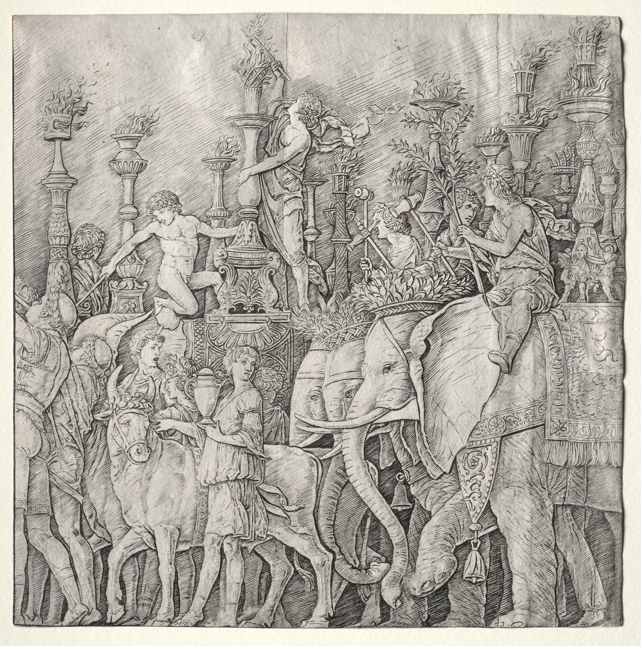 Caesar diadalai: Az elefántok, c. 1485-1490. alkotó: Giulio Campagnola