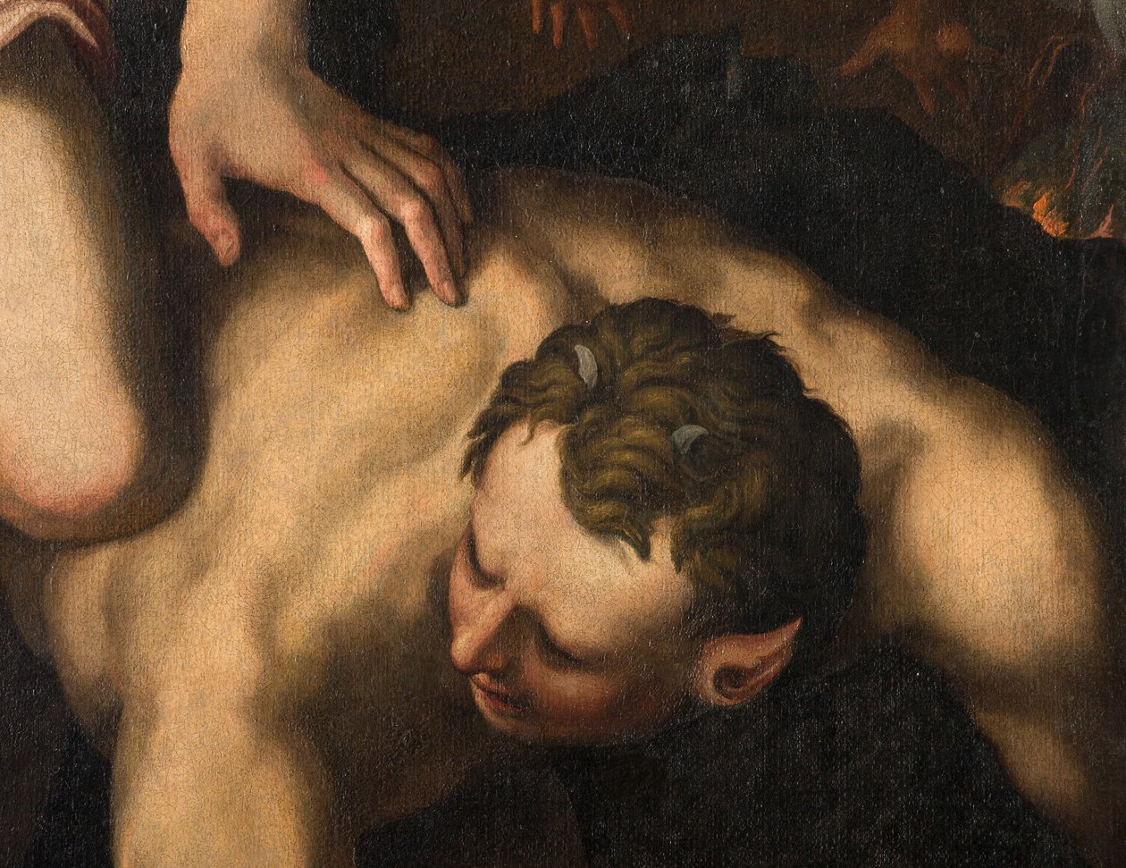 Északi kereszthajó, Szent Mihály arkangyal oltára, Mihály arkangyal megöli a gonoszt, Giulio Campi 1566, Részlet alkotó: Giulio Campi