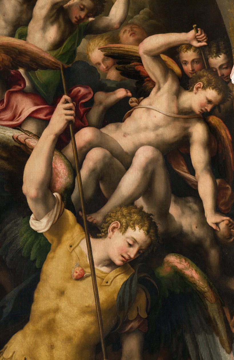 Északi kereszthajó, Szent Mihály arkangyal oltára, Mihály arkangyal megöli a gonoszt, Giulio Campi 1566, Részlet alkotó: Giulio Campi