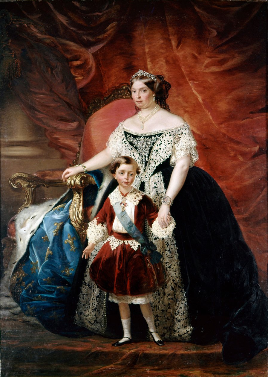 Louise Marie de Berry (Marie Louise de Bourbon, Parma és Piacenza hercegnője) (1819-1864) portréja fiával, Robertóval (1804-1907) (olaj, vászon) alkotó: Giulio Carlini