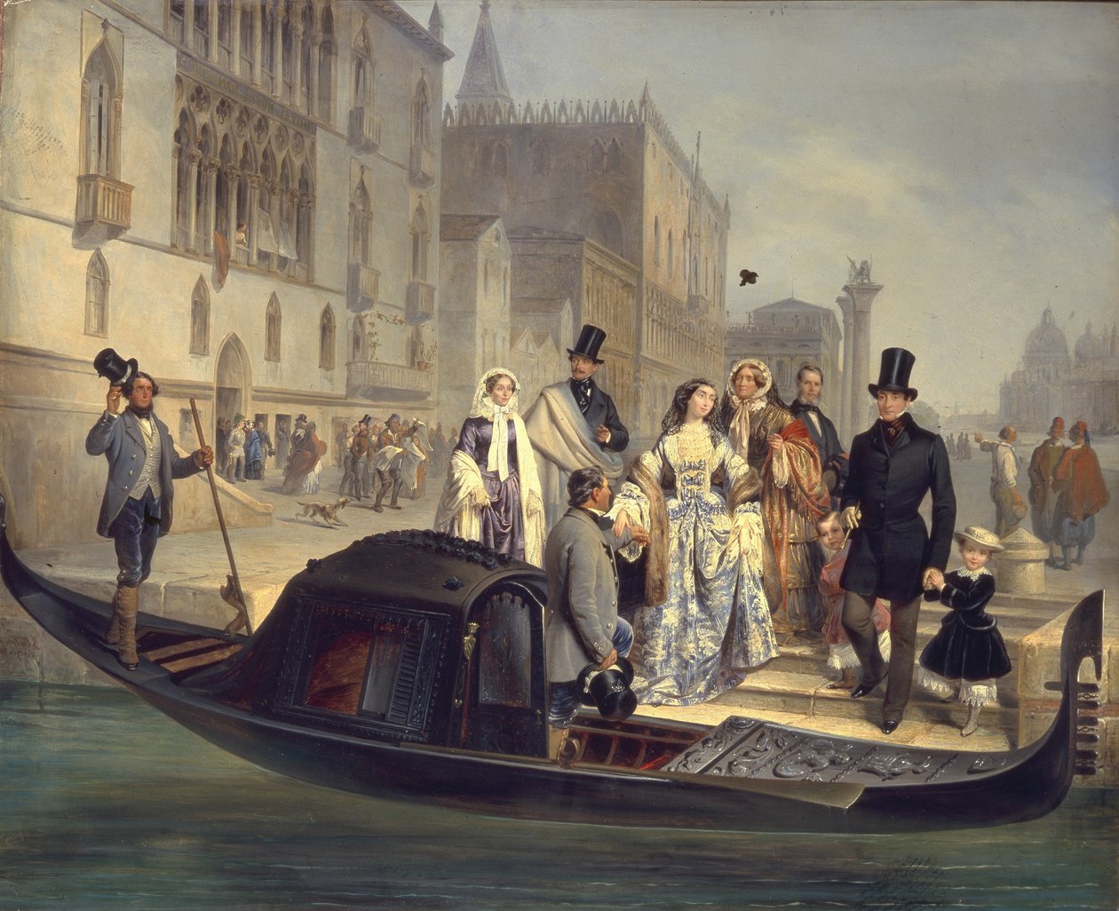 A Tolsztoj család Velencében, 1855 alkotó: Giulio Carlini