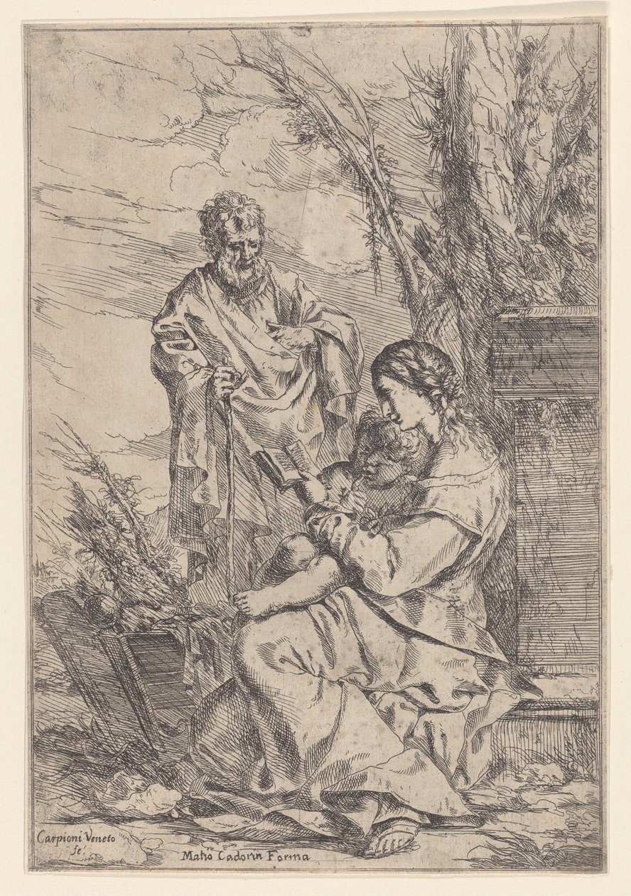A Szent Család a Szűzanyával könyvet olvas, 1640-60. alkotó: Giulio Carpioni