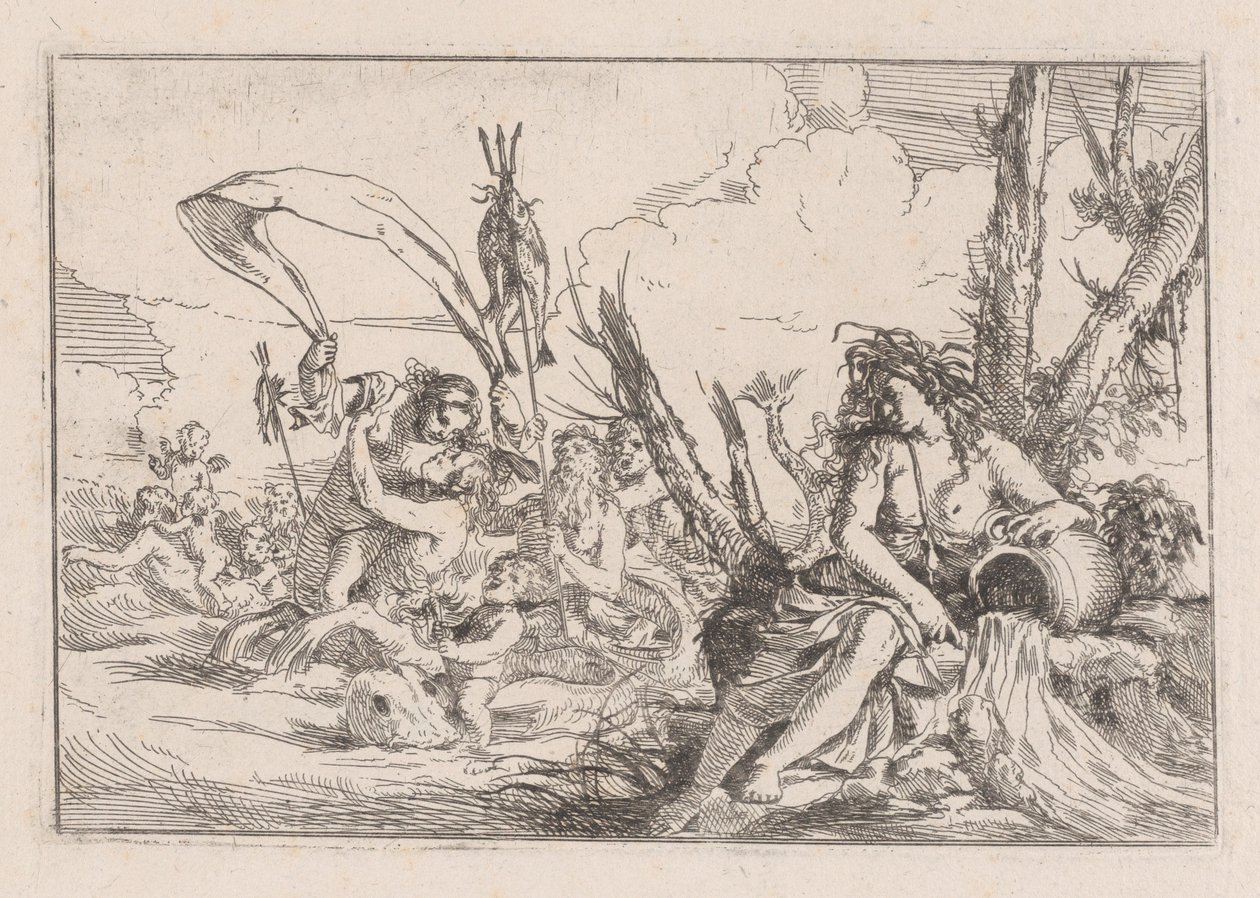 Víz, amelyet egy fa tövében ülő naiád ábrázol..., 1640-60. alkotó: Giulio Carpioni