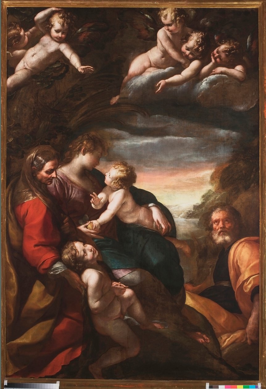 Szent Család Szent Jánossal és Szent Erzsébettel, 1610-20 körül alkotó: Giulio Cesare Procaccini