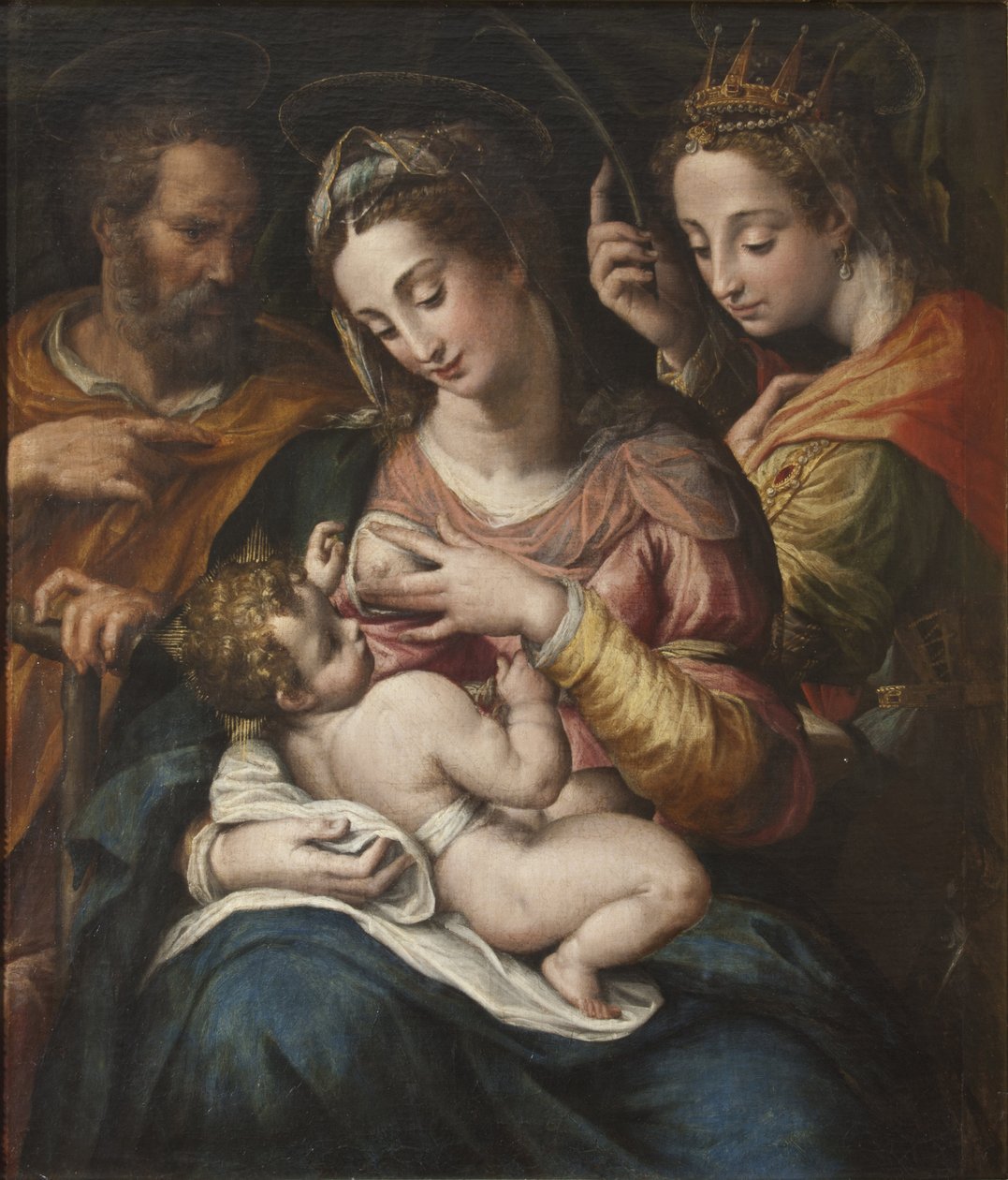 La Sainte Famille et Sainte Catherine – A Szent Család Szent Katalinnal, Procaccini, Giulio Cesare (1574-1625). Olajfestmény. Mérete: 77x67 cm. Nemzeti Múzeum Stockholm alkotó: Giulio Cesare Procaccini