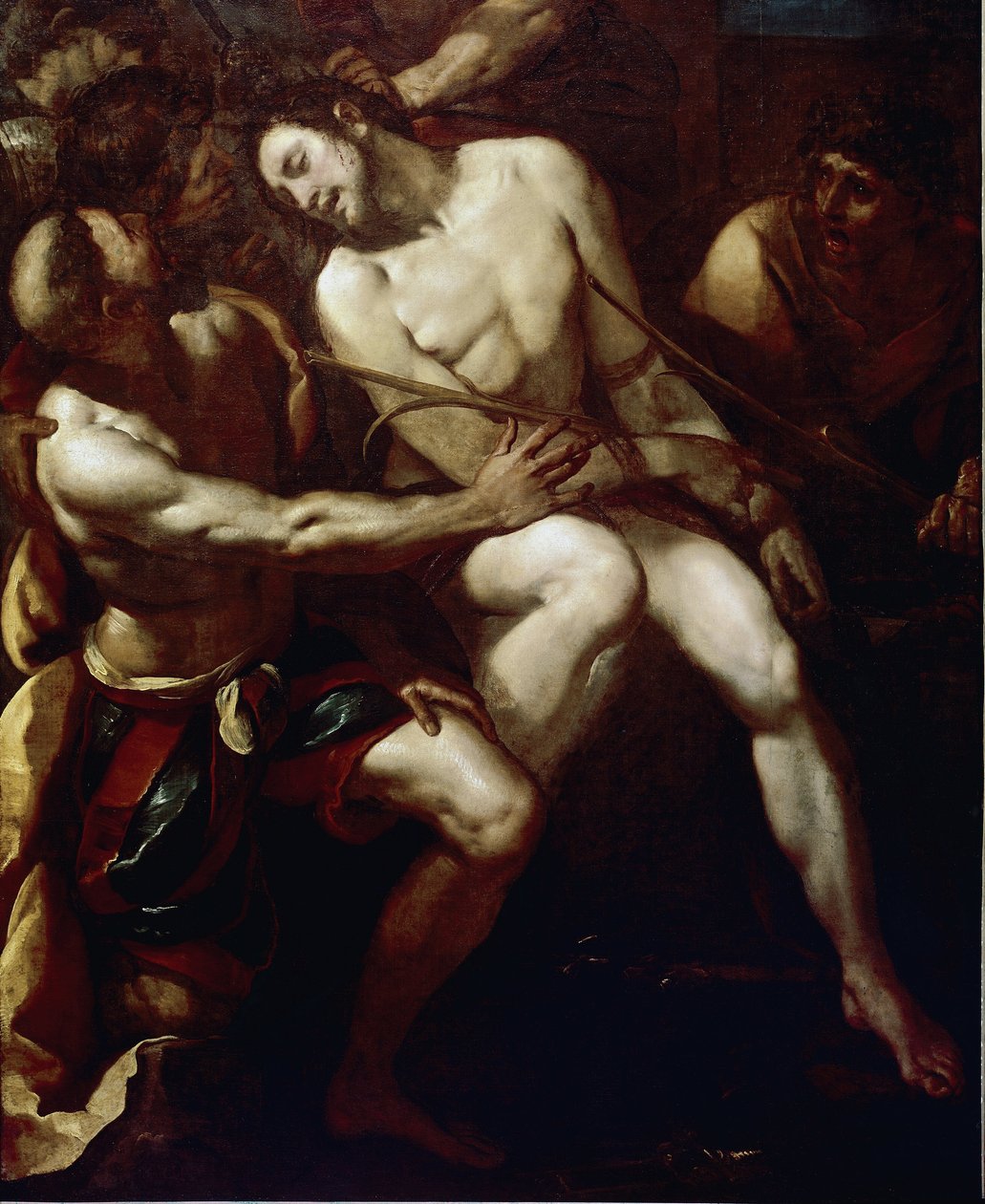 A töviskoronázás. Részlet. (olajfestmény alkotó: Giulio Cesare Procaccini